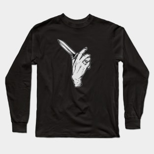 Hand hold on a knife Long Sleeve T-Shirt